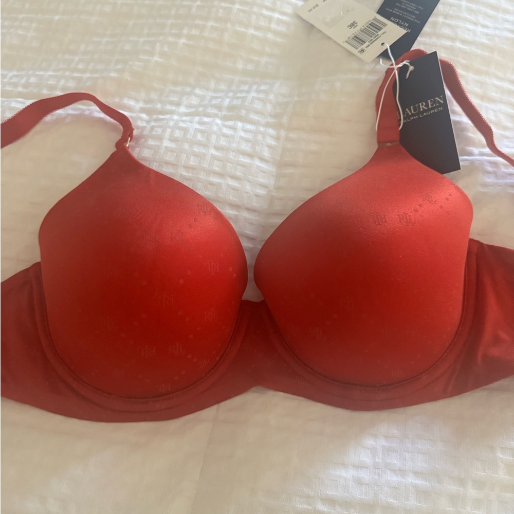Ralph Lauren Red Full Coverage Bra with Adjustable Straps